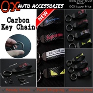 Carbon Fiber Leather Keychain Cartoon Printing Metal Key Ring Fendi Monster Champion Supreme Marvel 