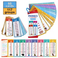 60PCS Phonics Flash Thẻ flash Phonics hai mặt Học tập Flashcards cho 1ST 2 3