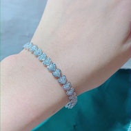 台北周先生 天然白色鑽石手鍊 3.33克拉 18K白金 愛心鑽石手鍊 白色