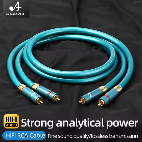 One Pair RCA Cable for CD Amplifier Hi-end 8N OCC plated Sliver Interconnect 2RCA to 2RCA Male HiFi 