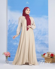Baju gamis dress rayon polos mix motif crincle premium by arrafi Farah dress arrafi