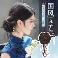 [Waner's Store] Ball Head Wig Clip Antique Hanfu Wig Flower Bud Head Temperament Simulation Human Ha