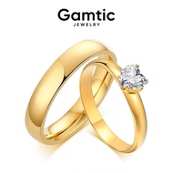Gamtic Gold Heart Shape Zircon Wedding Engagement Ring,Stainless Steel Hypoallergenic & Non Fading S
