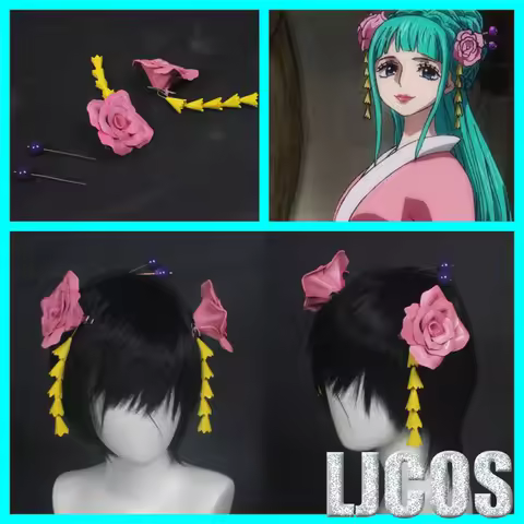 Anime Kozuki Hiyori Cosplay Headwear Purple Pink Rose Kanzashi Hair Clip Headband Cosplay Women Stud