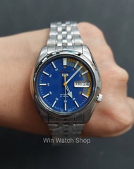 นาฬิกา Seiko Automatic รุ่น SNK371K1 นาฬิกาสำหรับผู้ชาย สายแสตนเลส หน้าปัดน้ำเงิน ของแท้ 100% รับประกัน 1 ปีเต็ม