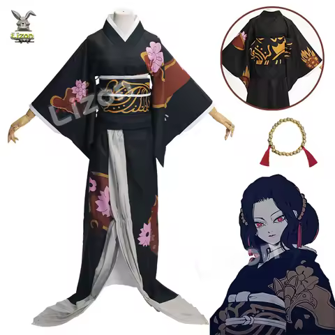 Anime Demon Slayer Kimetsu No Yaiba Cosplay Costumes Kibutsuji Muzan Cosplay Costume Wig Kimono Set 