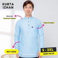 [S-3XL] Kurta Izhan | Kurta Baby Blue | Baby Blue Kurta| Kurta Slim fit | Kurta Biru |Kurta Dewasa B