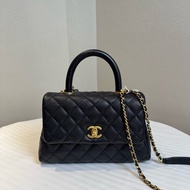 香奈兒Chanel Coco Handel牛皮黑金小號