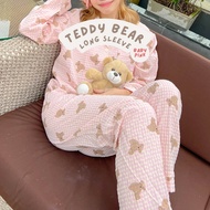 Teddy Bear 🧸💗💙✨ชุดนอนแขนยาวขายาวลายหมีน้อย