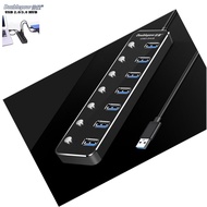 USB 3.0 Hub with Individual Power Switches and LEDs 7 USB Hub, USB Hub 3.0 with Power Supply