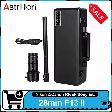 AstrHori 28mm F13 II 2X Magnification 360° Rotating/Straight Full Frame Probe Lens with LED Light fo