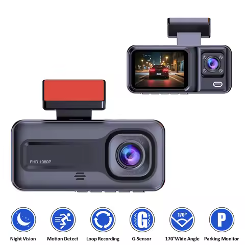 Daul Car Dashcam 1080P Front | 480P Interior & Rear Cams Dashcam, Car Accessories | Car DVR | Video 