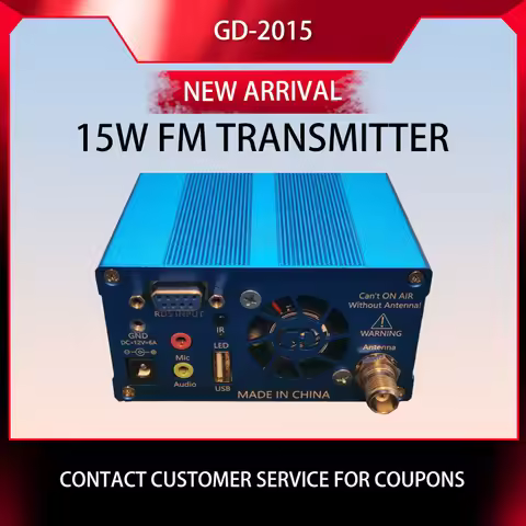 GD-2015 15W FM Transmitter RDS support FM Radio Station Radio Broadcast Transmitter QN chip 76-108Mh