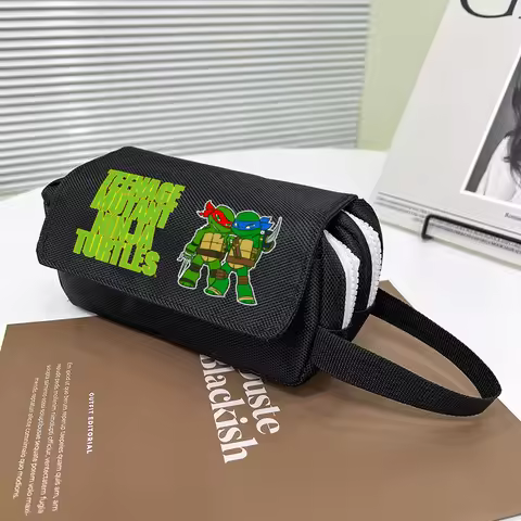 Teenage Mutant Ninja Turtles Pencil Case Large Capacity Student Stationery Bag Anime Merch Zipper Pe