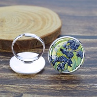 Van Gogh Art Ring Sunflower Ring Fashion Women's Jewelry Flower Ring Accessories Starry Sky Sunflower Oil Painting Adjustable Ring