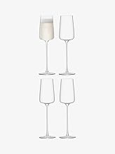 LSA Metropolitan Champagne Flutes in Clear with Angular Shape - Dishwasher Safe and Tall Stemmed Dri