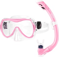 OutdoorMaster Marlin Kids Snorkel Set, Adjustable Strap Dry Top Diving Mask, Anti-Fog Snorkeling Mas