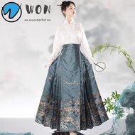 WON Improved Hanfu Skirt, Weaving Gold/silver Craft Lotus Flower Pattern  Chinese Hanfu Skirt, Chinese Style Chinese Tailoring Waist Design Chinese Element Skirt Woman's
