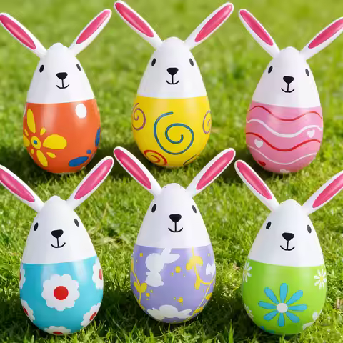 3PCS PVC Easter Rabbit Easter Egg Balloon Decoration Courtyard Ornament Easter Toys Inflatable Easte