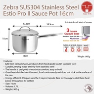 [TeoHin] Zebra Stainless Steel SUS304 Estio Pro II Sauce Pan 16cm / 18cm