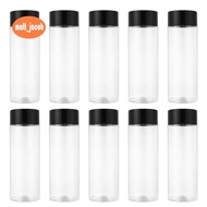 10Pcs 400Ml/13.5Oz Plastic Juice Bottle Transparent Coarse Cereals Storage Container Beverage Bottle