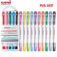 5Pcs Japan UNI PUS-103T Double-Head Window Highlighter 5 Colors Set