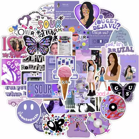 10/50PCS Purple Butterfly Singer Stickers DIY Phone Handbook Motorcycle Guitar Helmet Book Diary Dec