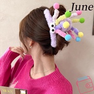 JUNEGOODS Hair Claw Clip, Spring Winter Hair Claw, Furry Headwear Hair Clip Colorful Cartoon Women C