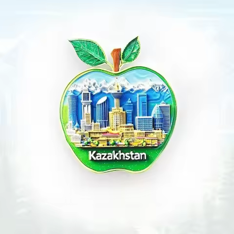 Kazakhstan Green Apple Fridge Magnet - 3D Fruit Travel Souvenir Central Asian Decor Unique Almaty Gi