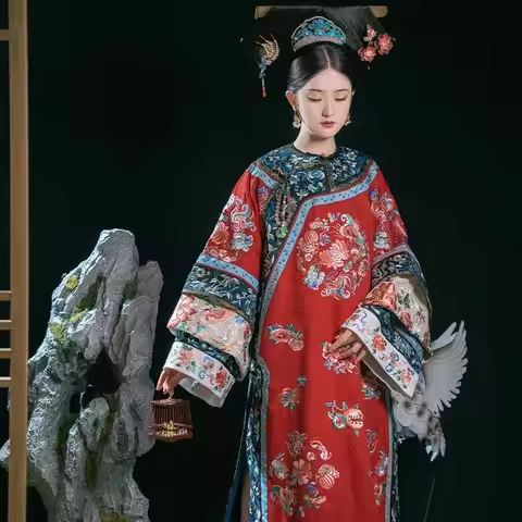 Young Grandma's Clothing Empress Dowager Qing Dynasty Women's Female Print Chinese Style Palace Hanf