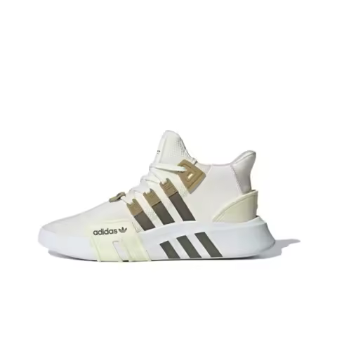 Adidas Originals Eqt Bask Adv Textile, Synthetic Leather, TPU Mid top Casual Shoes Unisex White Gree