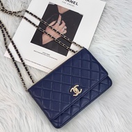 CHANEL TRENDY WOC金鍊包羊皮藍 保卡款29開