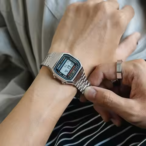 Casio A168WA-1W Men's Light Luxury Small Square Wristwatch LED Digital Display Multifunctional Quart