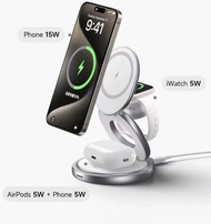IPhone AirPod Apple Watch charger 通用三合一充電器支架 可旋轉 可放辨公室 快充 方便旅遊