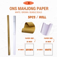 ONS Mahjong Paper White / Brown 34inch  x 34inch / 35inch x 47inch 5 Sheet Per Roll Children Drawing
