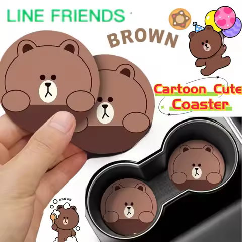 New LINE FRIENDS Brown Sally Choco Anime Two-Dimensional Coaster Personalized Creative Car Anti-Slip