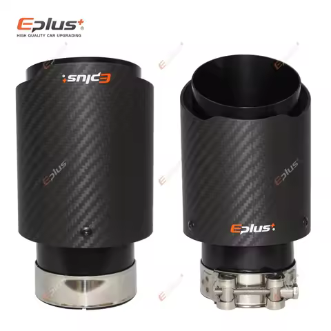 EPLUS Car Matte Carbon Fiber Muffler Tip Exhaust System Pipe Mufflers Nozzle Universal Straight Stai