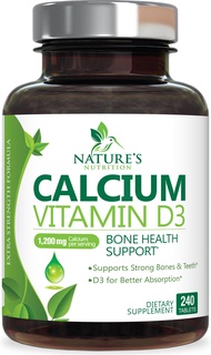 Calcium 1200 mg Plus Vitamin D3, Bone Health & Immune Support - Nature's Calcium Supplement with Ext