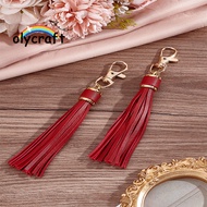 1set 2pcs PU Leather Tassel Decorations with Alloy Clasps Dark Red 152x15mm