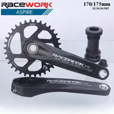 Racework crank aluminum alloy hollow integrated 170mm 175mm 32 34 36 38T Sprocket with Bottom Bracke