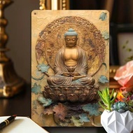 2D Flat Buddha Vintage Religious Wall Art Ornament for Billiards Kitchen Bar Bedroom