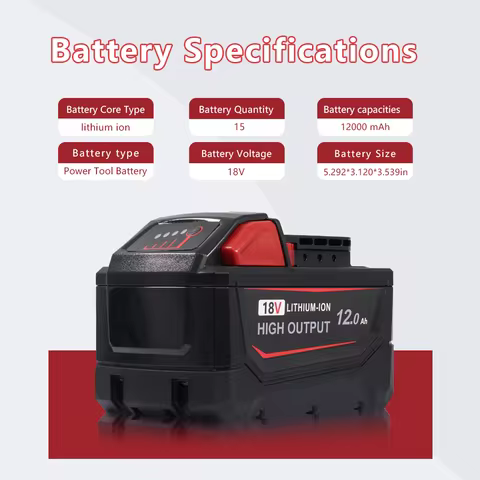 For Milwaukee 18V M18 12Ah Batteries 15cells Rechargeable battery For Milwaukee 18V M18B5 XC Lithium
