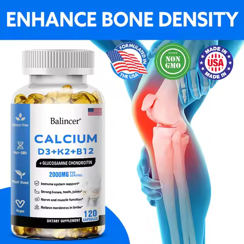 Calcium + D3 + K2 + B12 Capsules - Support Bone and Muscle Health, Replenish Joints
