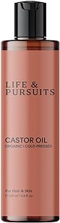 Life &amp; Pursuits Organic Castor Oil (6.76 fl oz) - 100% Pure Hair Growth Oil and Moisturizer for Healthy Hair, Eyelashes, Eyebrows and Skin - Hexane-Free &amp; Cold-Pressed Natural Oil (Packaging May Vary)