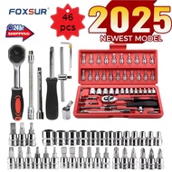 46Pcs 1/4 Inch Tools Screwdriver Box Socket Set Ratchet & Bits Tool Box Set