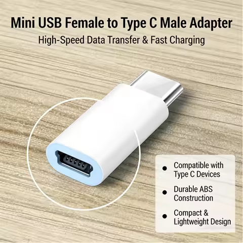 Universal Smartphone Tablet Adapter Mini USB Female to Type C Male Adapter Support Charging Data Tra