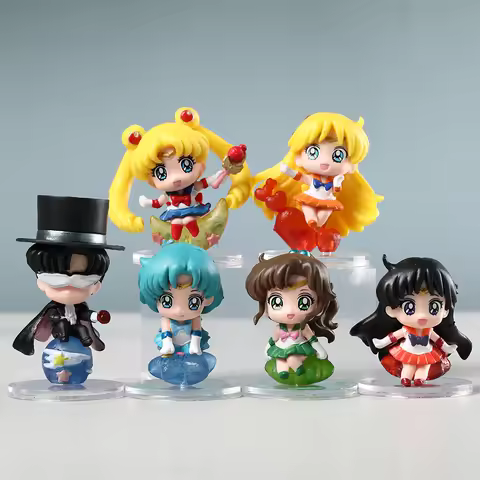 Set Tsukino Usagi Tuxedo Mask Sailor Venus Mercury Mars Jupiter PVC Figures Collection Model Toys Do