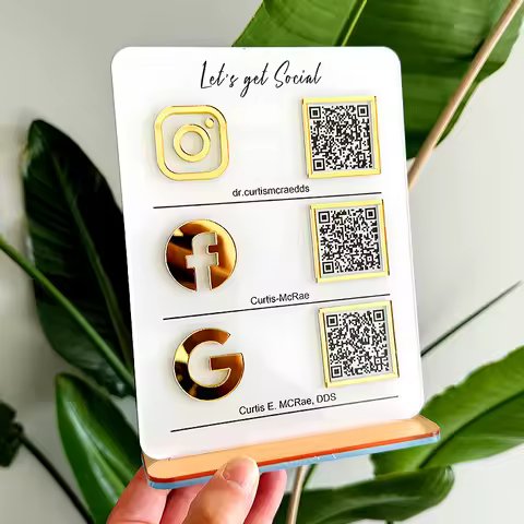Customized Social Media Business Signage With QR Code Scan Payment Follow Sign Acrylic Plexiglass