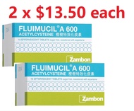 Fluimucil a 600mg Effervescent Tablets Zambon X 2 VALUE PACK - relief phlegm / clear mucus EXP 2/2026
