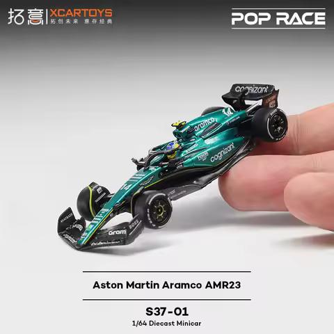 POP RACE 1:64 Aston Martin AMR23 F1 #14 Aramco Alloy Diecast Car Model Collection
